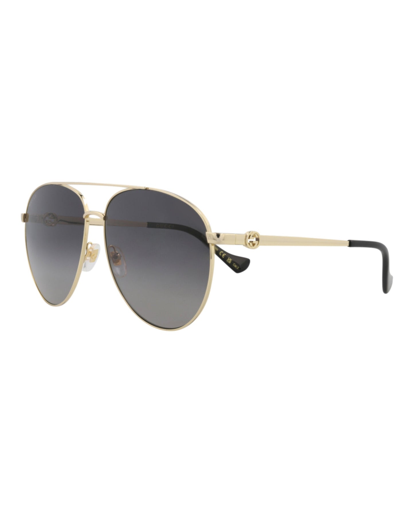 Gucci Womens Aviator Gold Gold Grey Fashion Designer Eyewear