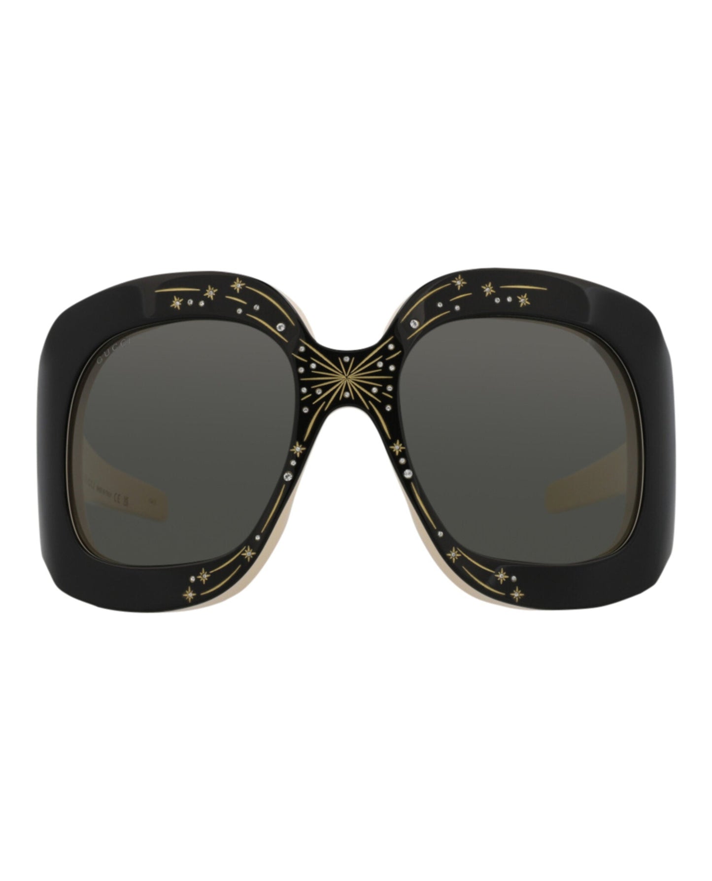 Gucci Womens Shield/Wrap Black Black Grey Fashion Designer Eyewear