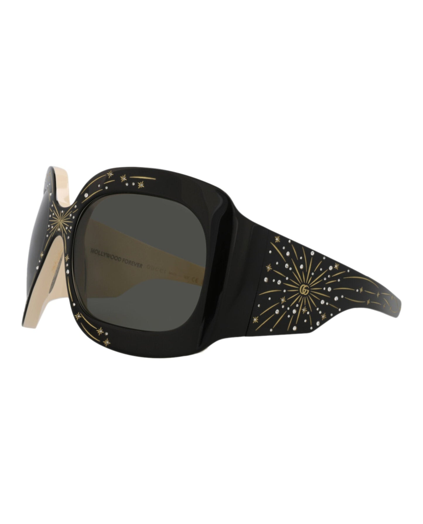 Gucci Womens Shield/Wrap Black Black Grey Fashion Designer Eyewear