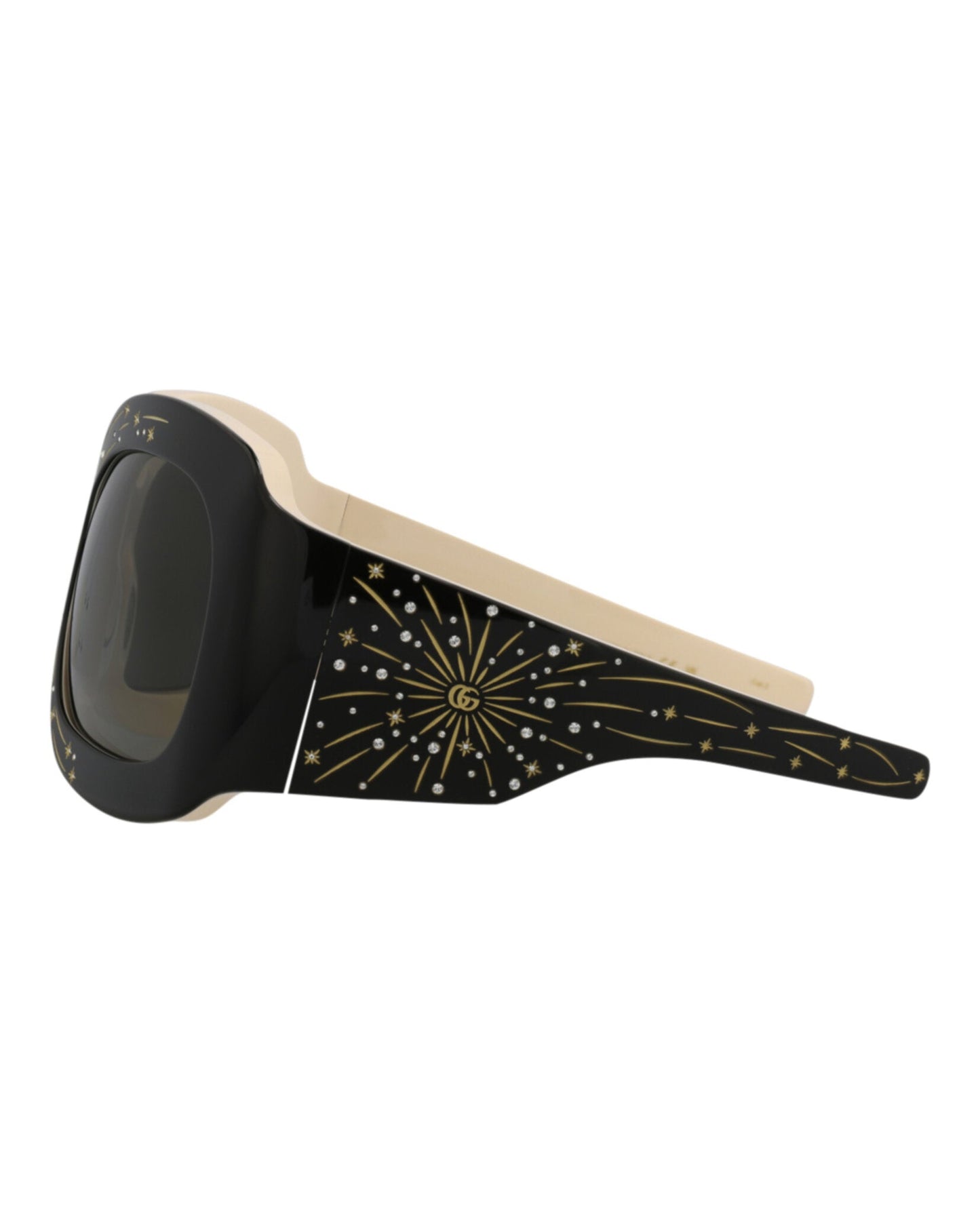 Gucci Womens Shield/Wrap Black Black Grey Fashion Designer Eyewear