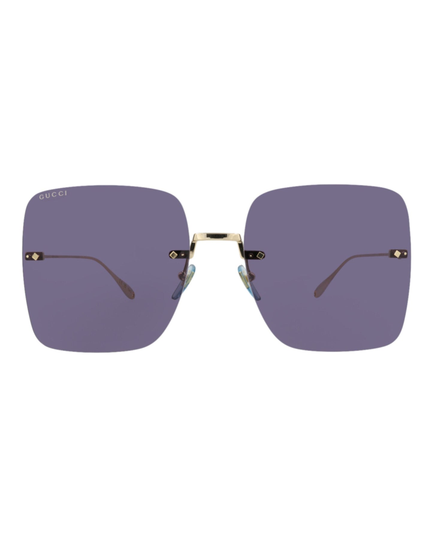 Gucci Womens Square/Rectangle Gold Gold Blue Fashion Designer Eyewear