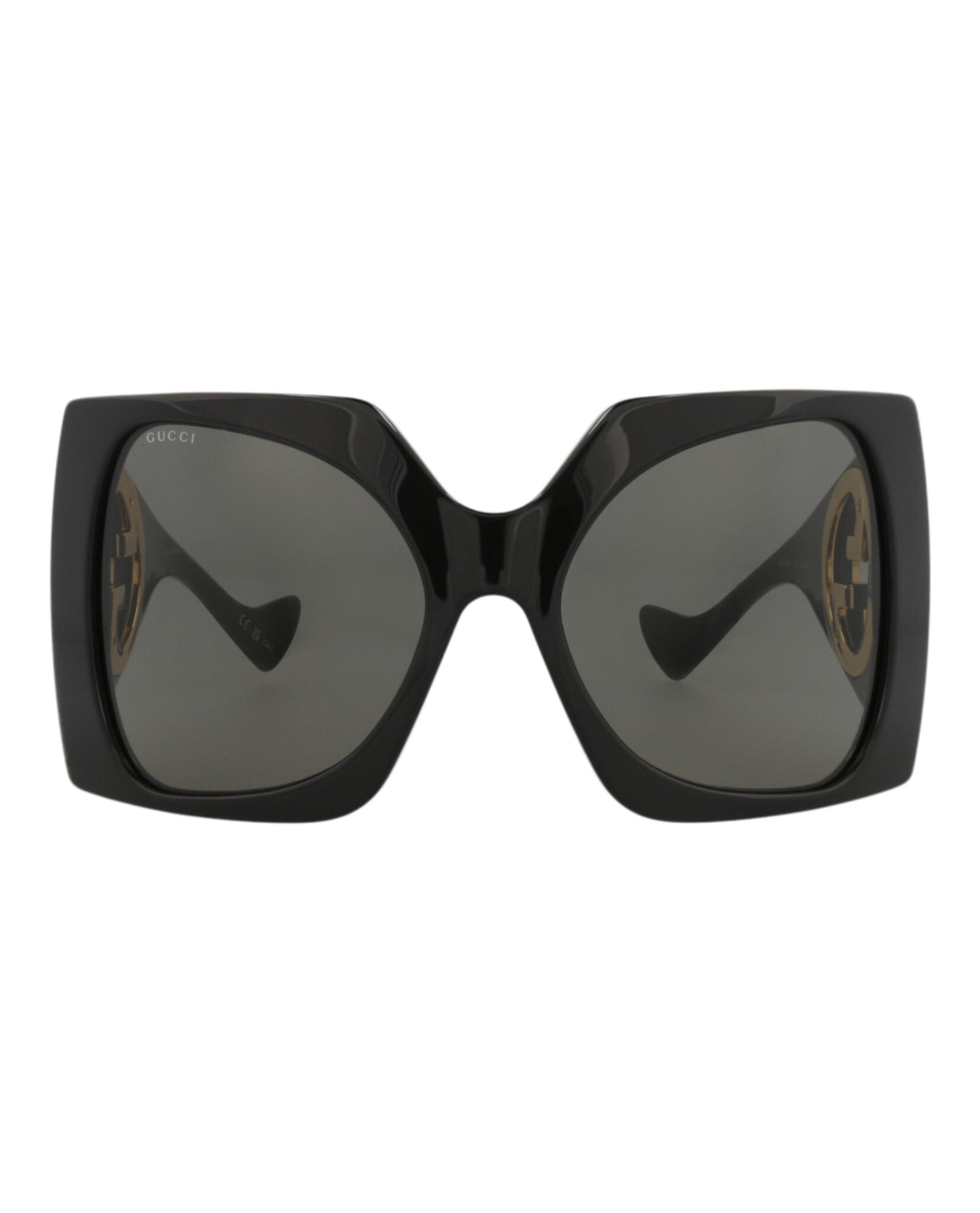 Gucci Womens Shield/Wrap Black Black Grey Fashion Designer Eyewear