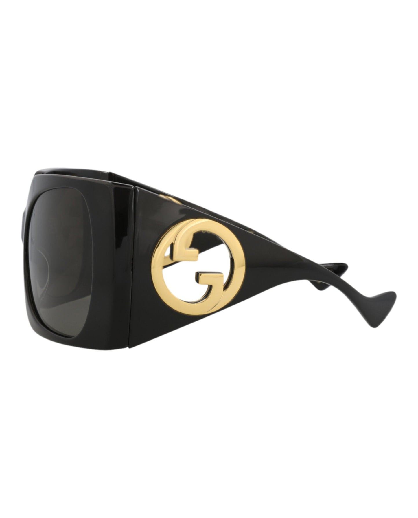Gucci Womens Shield/Wrap Black Black Grey Fashion Designer Eyewear