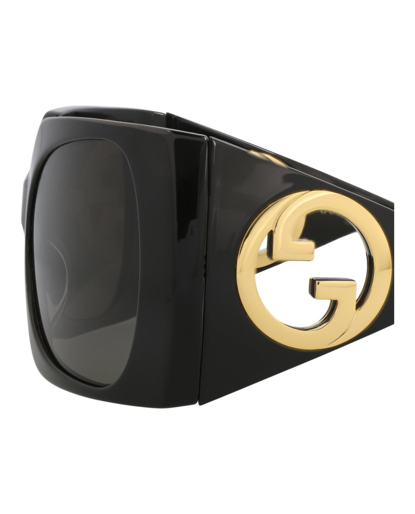 Gucci Womens Shield/Wrap Black Black Grey Fashion Designer Eyewear