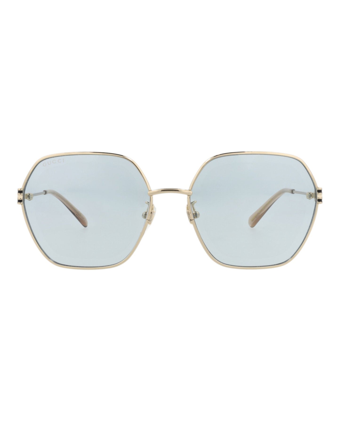 Gucci Womens Square/Rectangle Gold Gold Light Blue Fashion Designer Eyewear