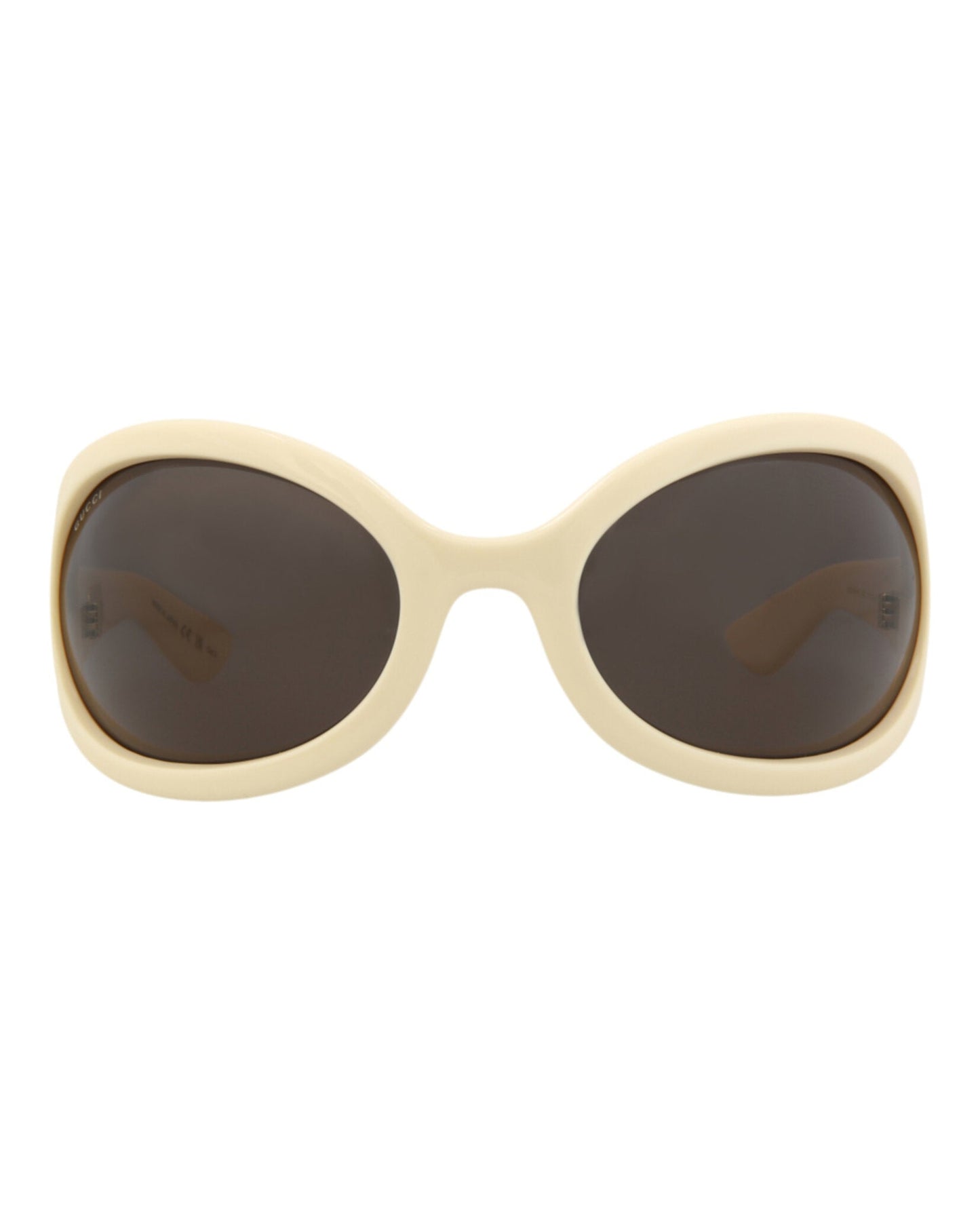 Gucci Womens Shield/Wrap White White Brown Fashion Designer Eyewear