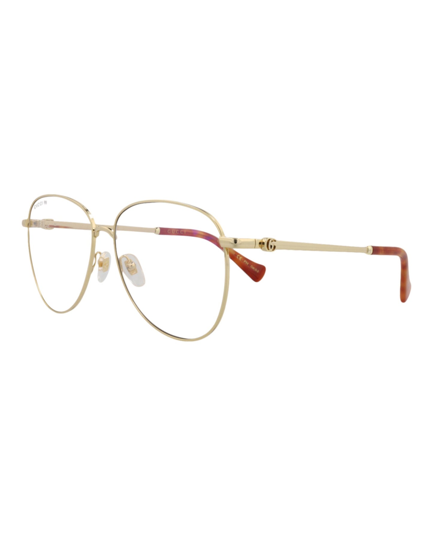 Gucci Womens Aviator Gold Gold Transparent Fashion Designer Eyewear