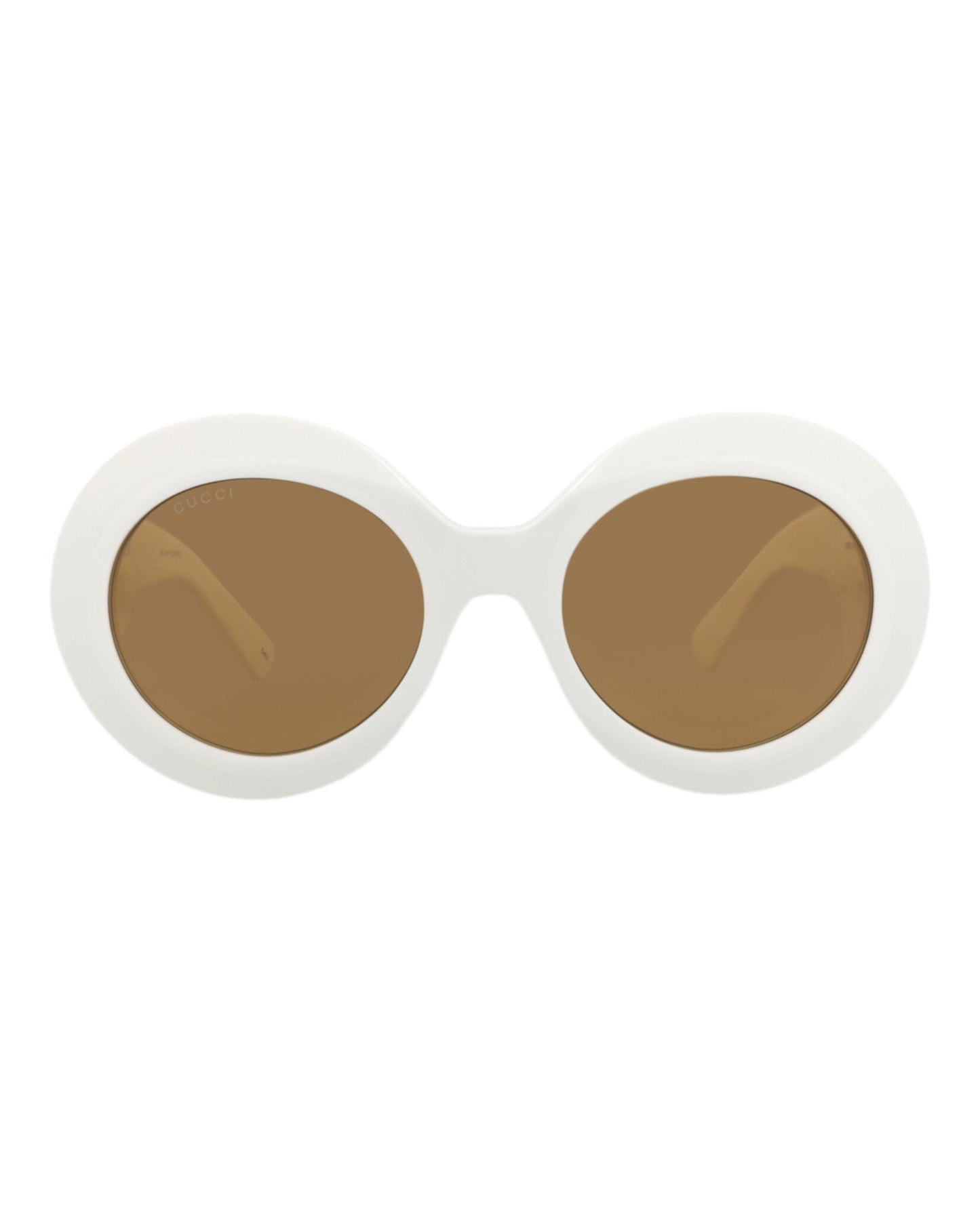 Gucci Womens Round/Oval White White Brown Fashion Designer Eyewear