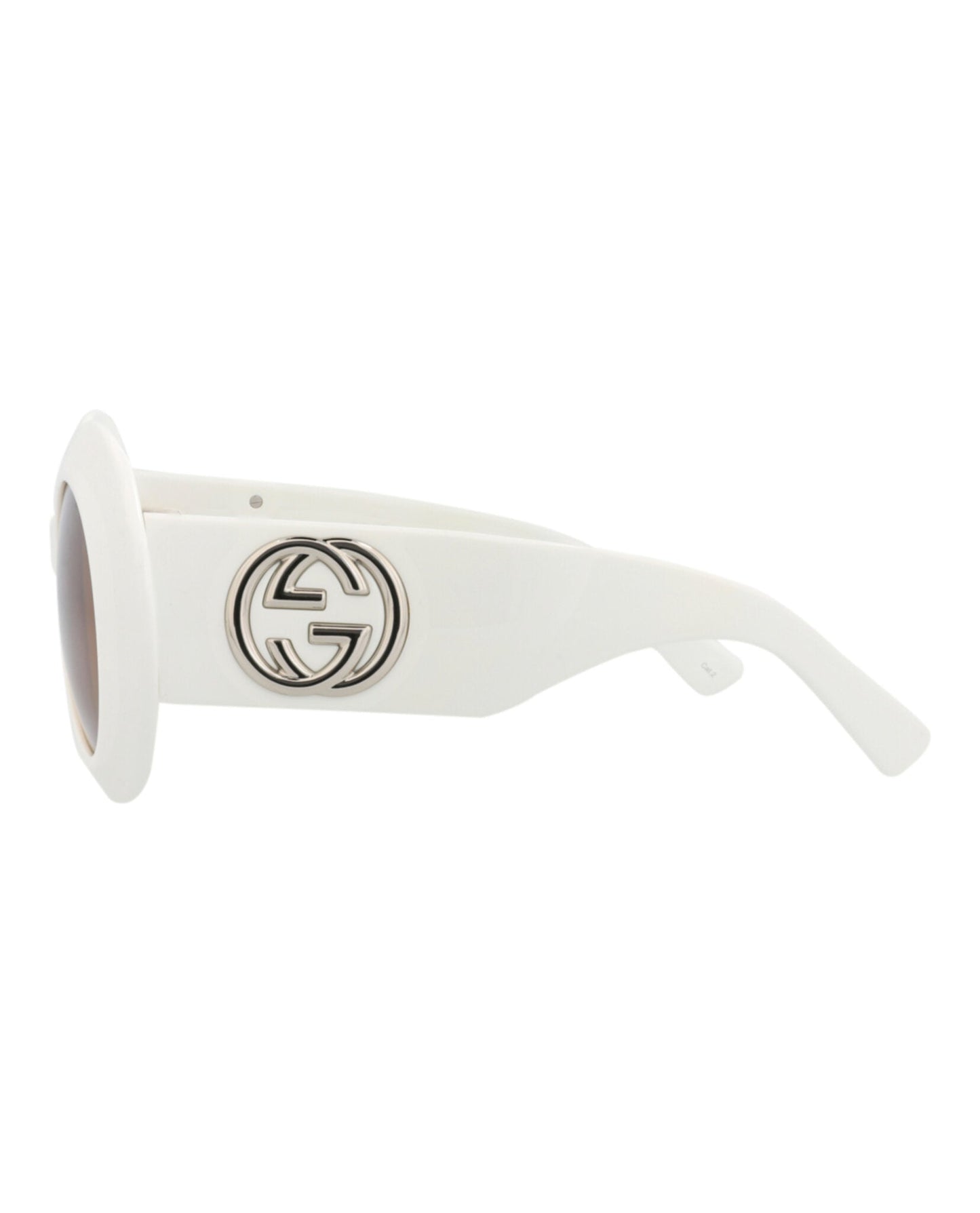 Gucci Womens Round/Oval White White Brown Fashion Designer Eyewear