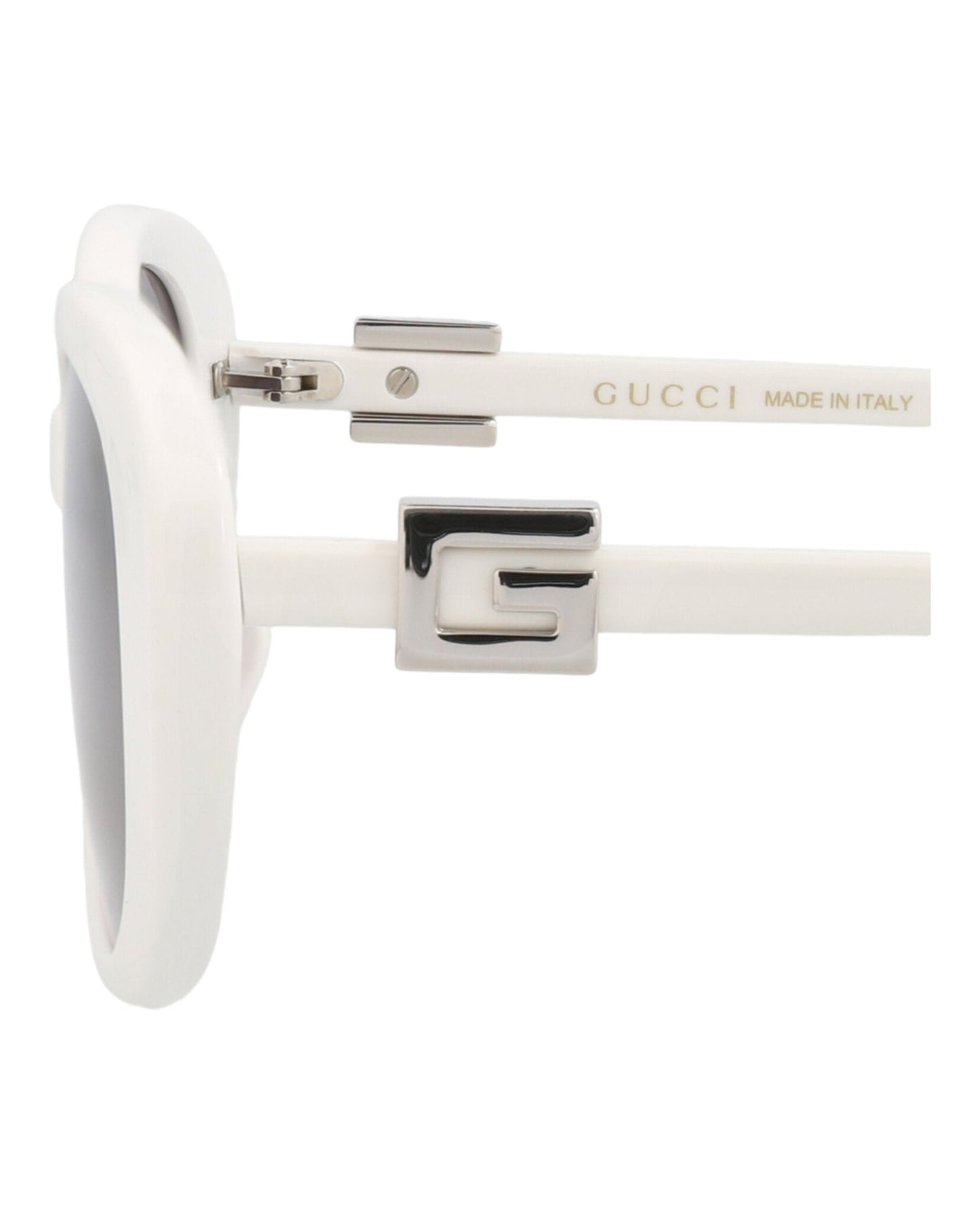 Gucci Womens Round/Oval White White Grey Fashion Designer Eyewear