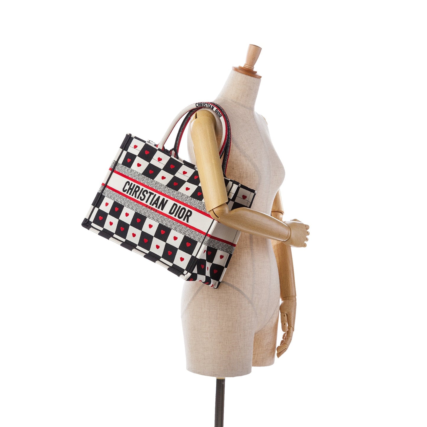 White Dior DiorAmour Medium Canvas D-Chess Book Tote