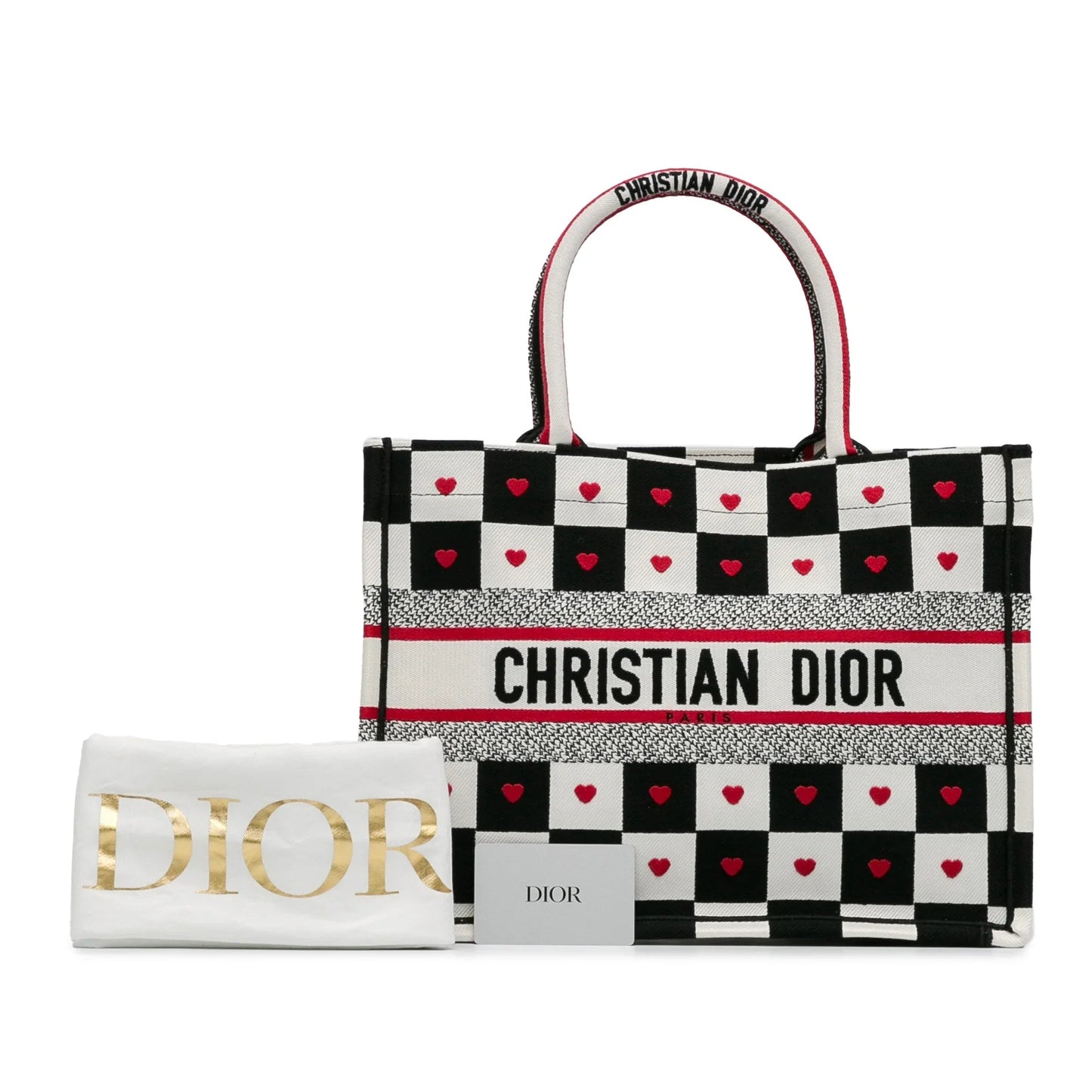 White Dior DiorAmour Medium Canvas D-Chess Book Tote