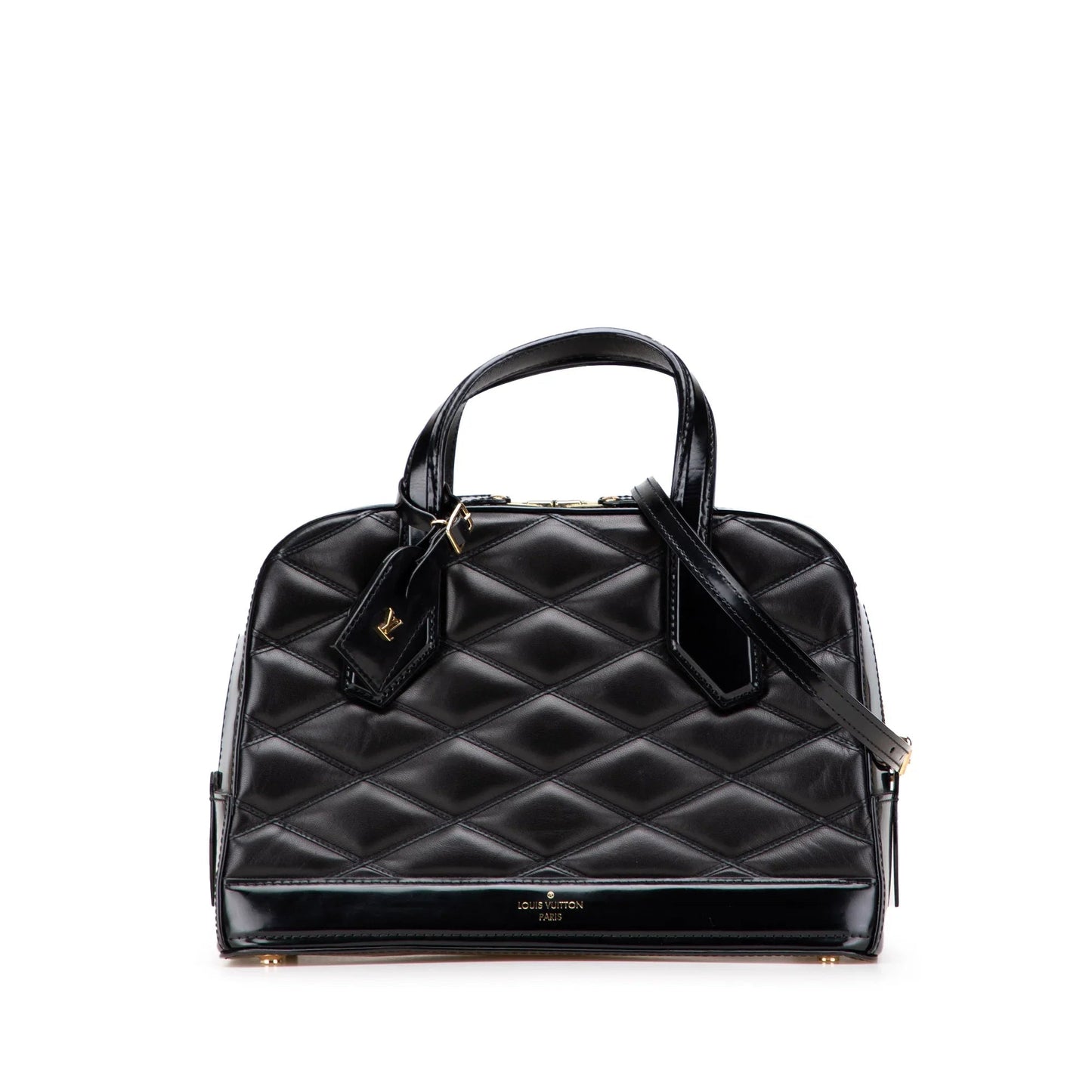Black Louis Vuitton Quilted Lambskin Malletage Dora PM Satchel