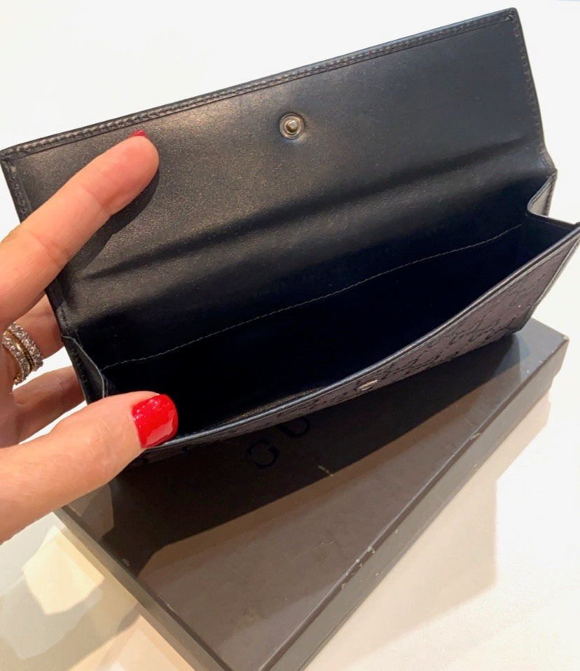 GUCCI GG MONOGRAM CANVAS & LEATHER VINTAGE LONG WALLET