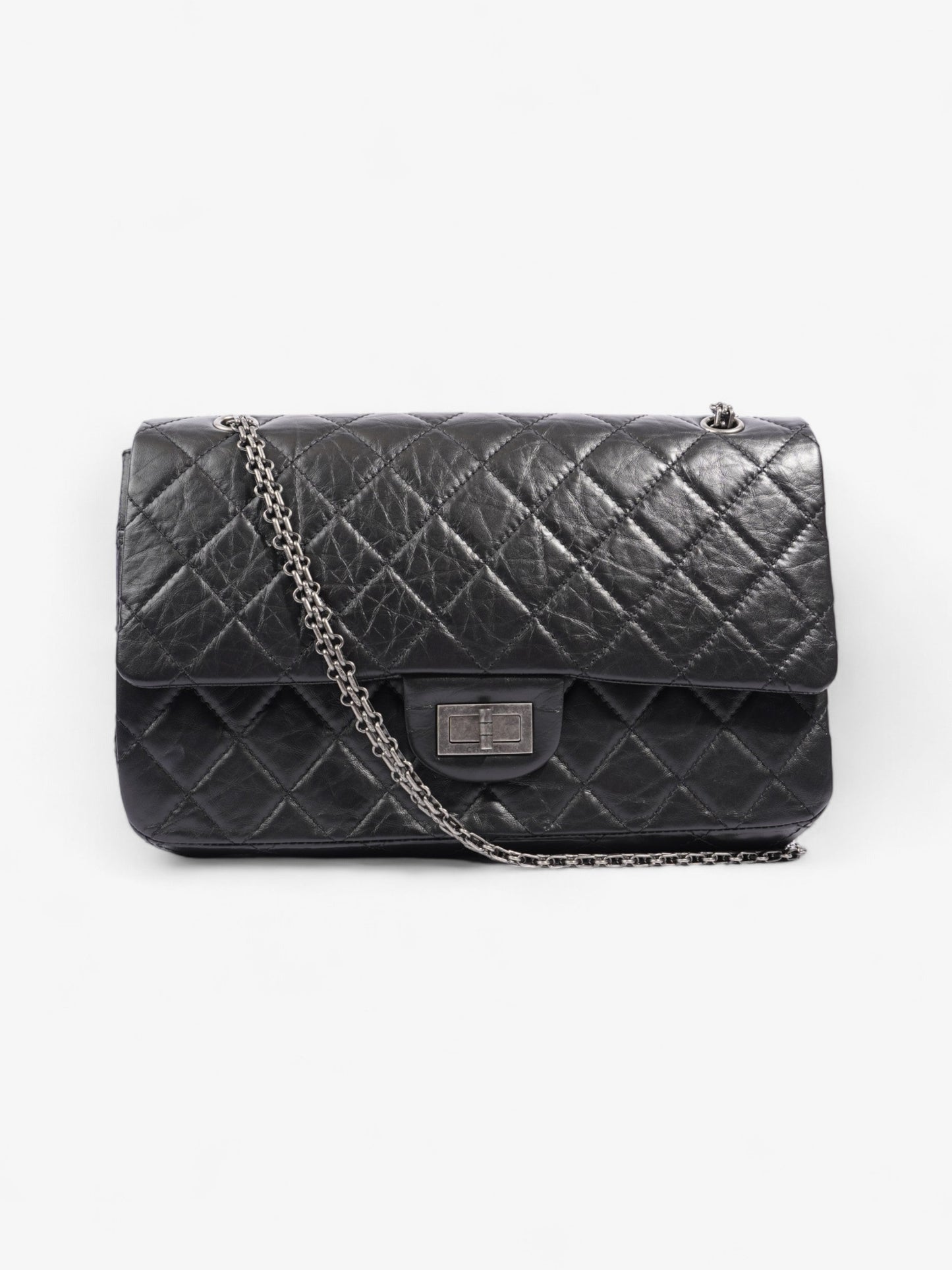 Chanel 2.55 Reissue Black Aged Calfskin Leather Maxi