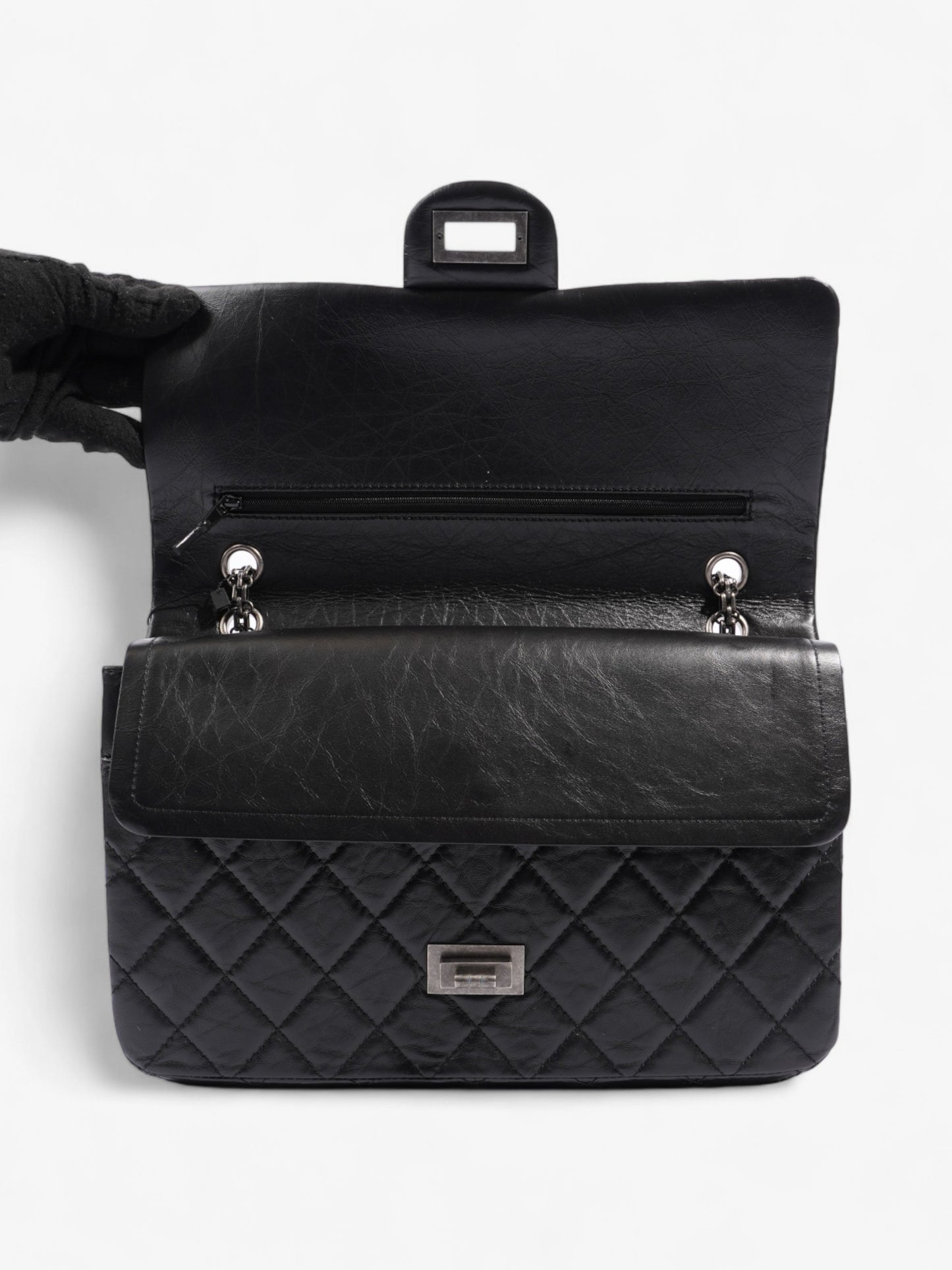 Chanel 2.55 Reissue Black Aged Calfskin Leather Maxi
