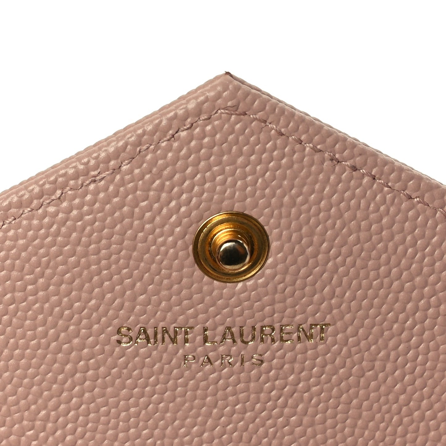 Saint Laurent Grain De Poudre Matelasse Chevron Monogram Chain Wallet Pale Blush
