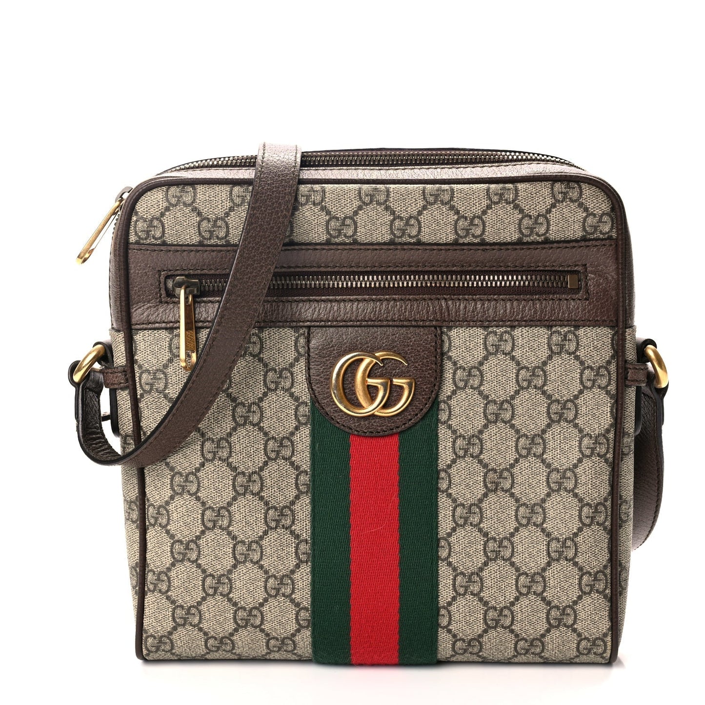 Gucci GG Supreme Monogram Web Small Ophidia Messenger Bag Brown