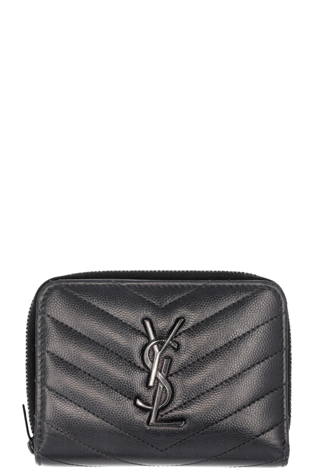 SAINT LAURENT Cassandre Compact Zip Around Wallet Black