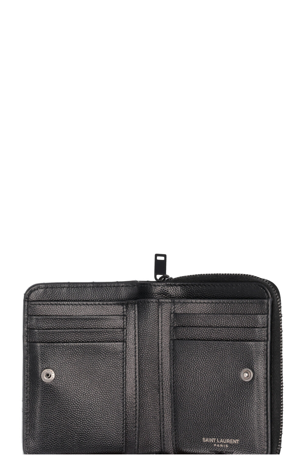 SAINT LAURENT Cassandre Compact Zip Around Wallet Black