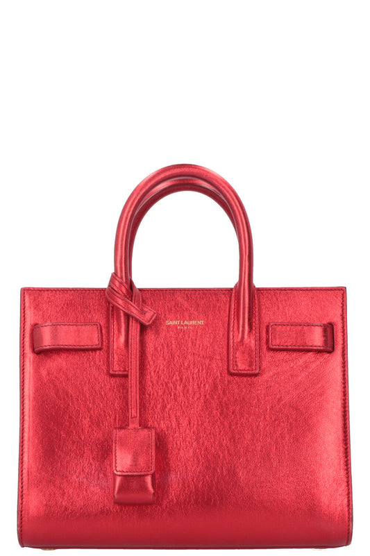 SAINT LAURENT Nano Sac De Jour Metallic Red