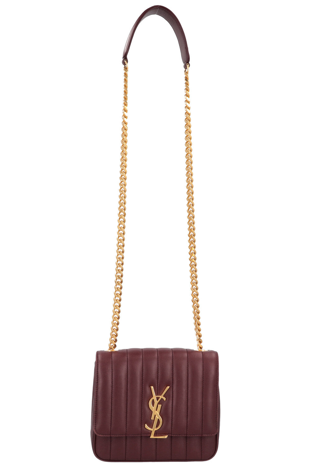 SAINT LAURENT Vicky Quilted Crossbody Bag Burgundy