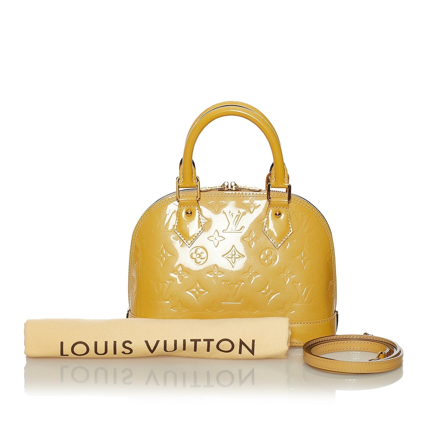 Louis Vuitton Alma BB Yellow Vernis Handbag