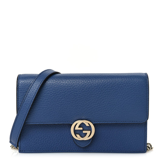 Gucci Dollar Calfskin Interlocking G Chain Wallet  Caspian