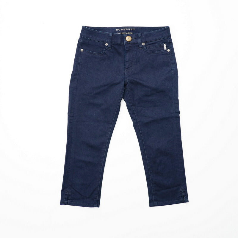 BURBERRY Pants E1R43-745-29 Main: 66% cotton, 32% polyester, 2% polyurethane / Leather part: artificial leather Navy Women 36