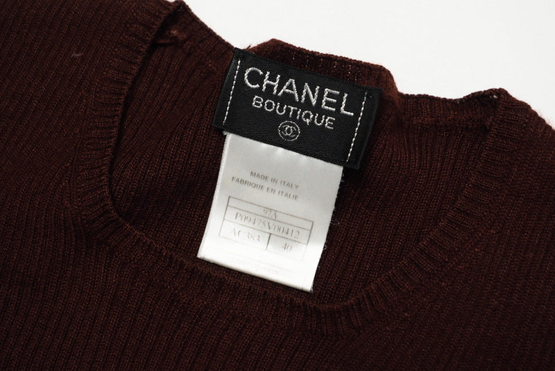 CHANEL knit P09475 cashmere Brown/Bordeaux type 40
