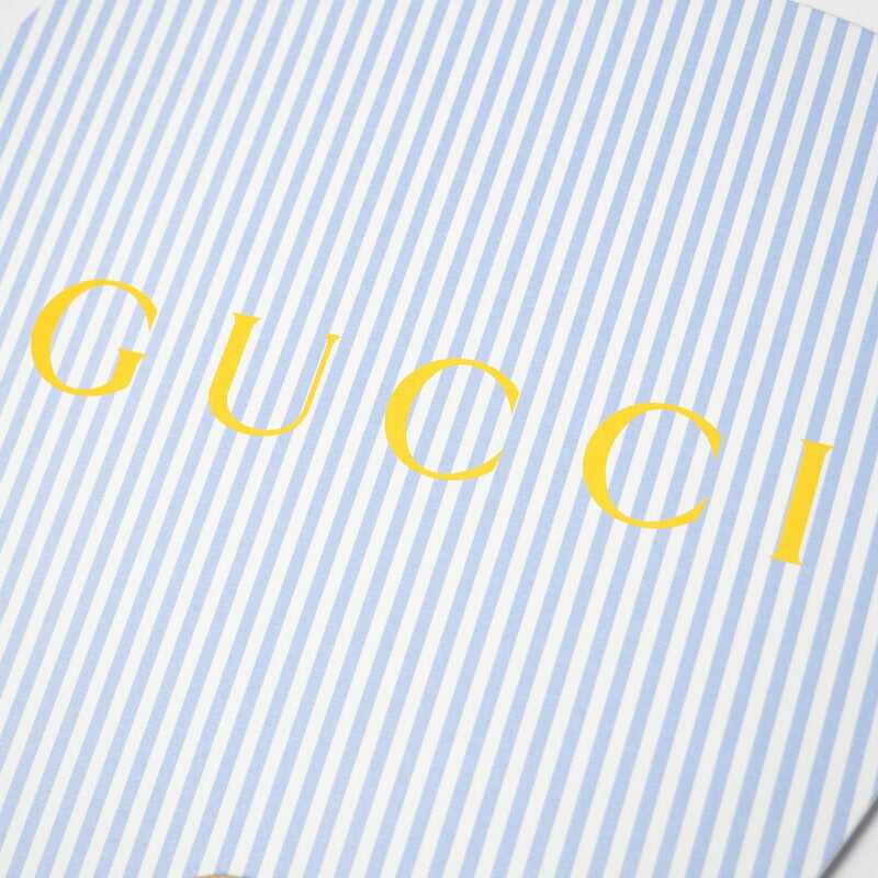 GUCCI Other miscellaneous goods Bamboo, Paper Light blue Stripe Pattern logo: Yellow Uchiwa fan Women(Unisex)