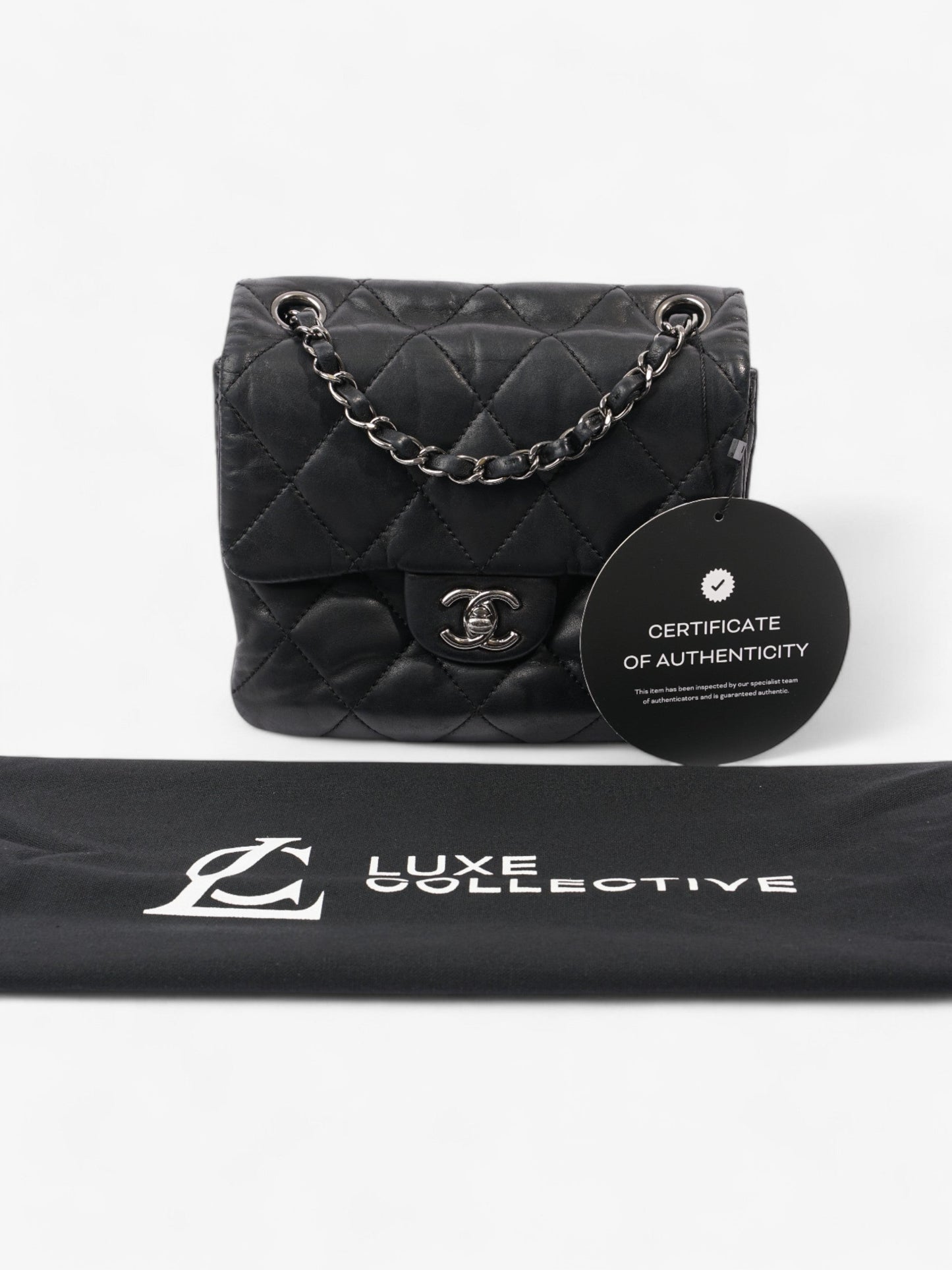 Chanel Classic Square Flap Black Lambskin Leather Mini