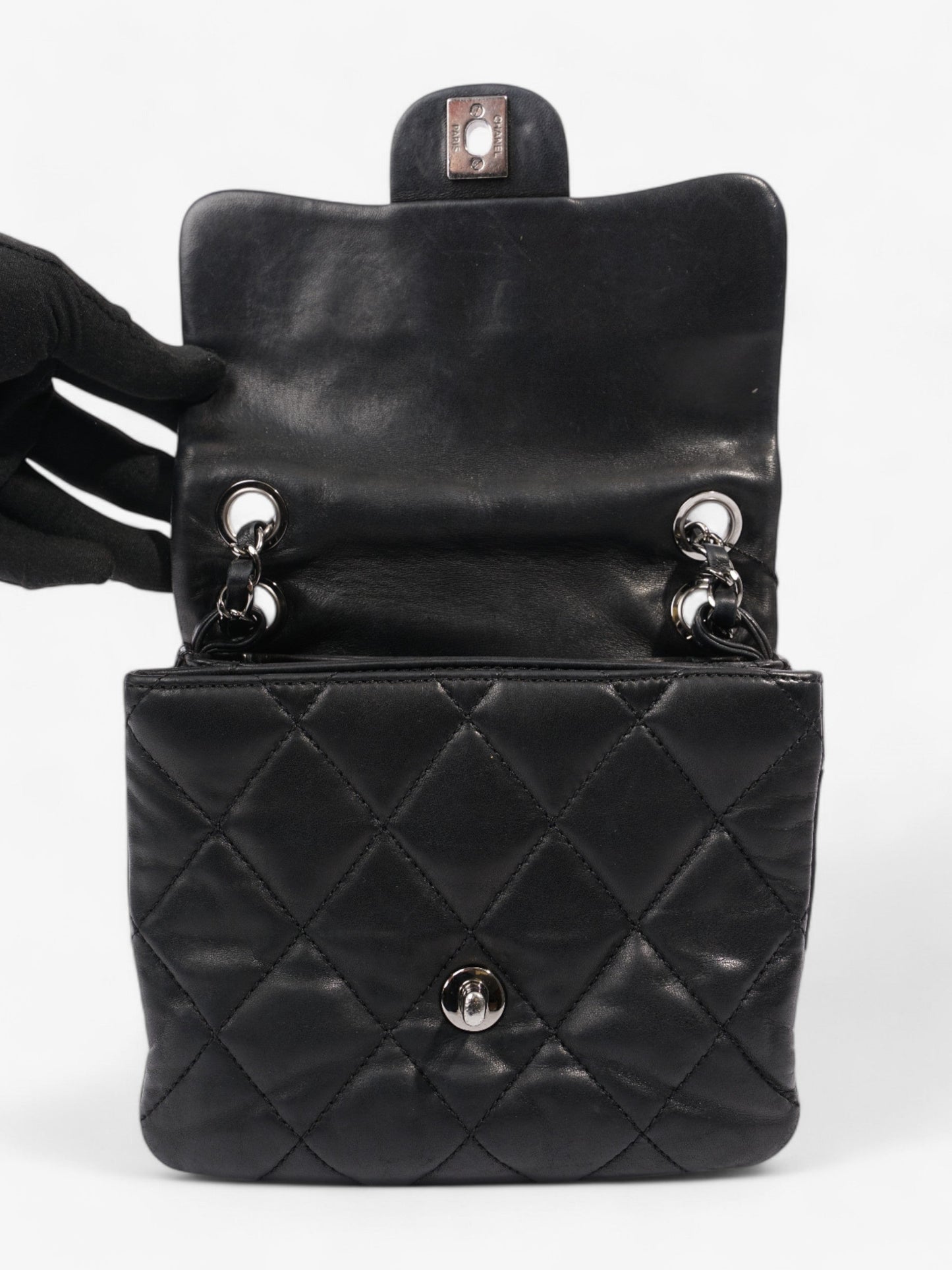 Chanel Classic Square Flap Black Lambskin Leather Mini
