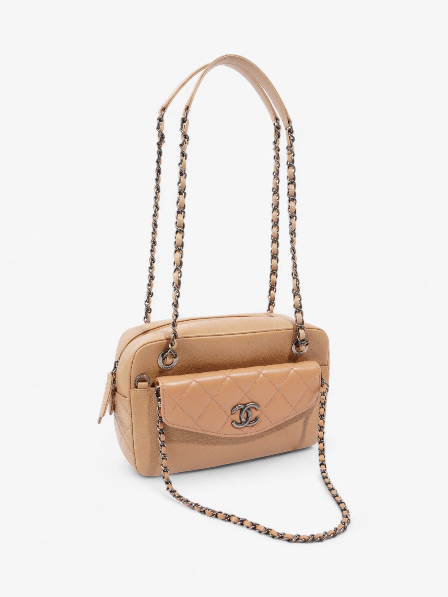 Chanel Coco Break Camera Bag Beige Caviar Leather