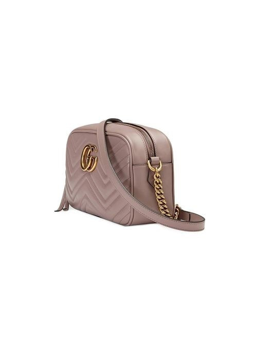 GUCCI CALFSKIN LEATHER SMALL GG MARMONT SHOULDER BAG