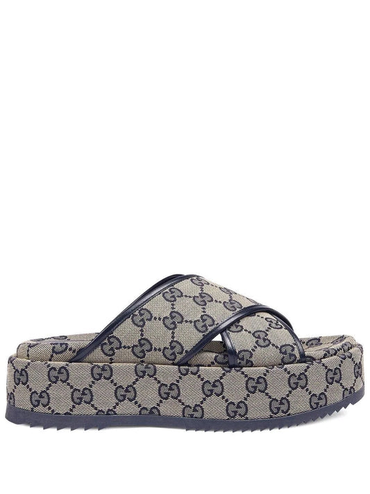 GUCCI GG SUPREME PLATFORM SANDALS