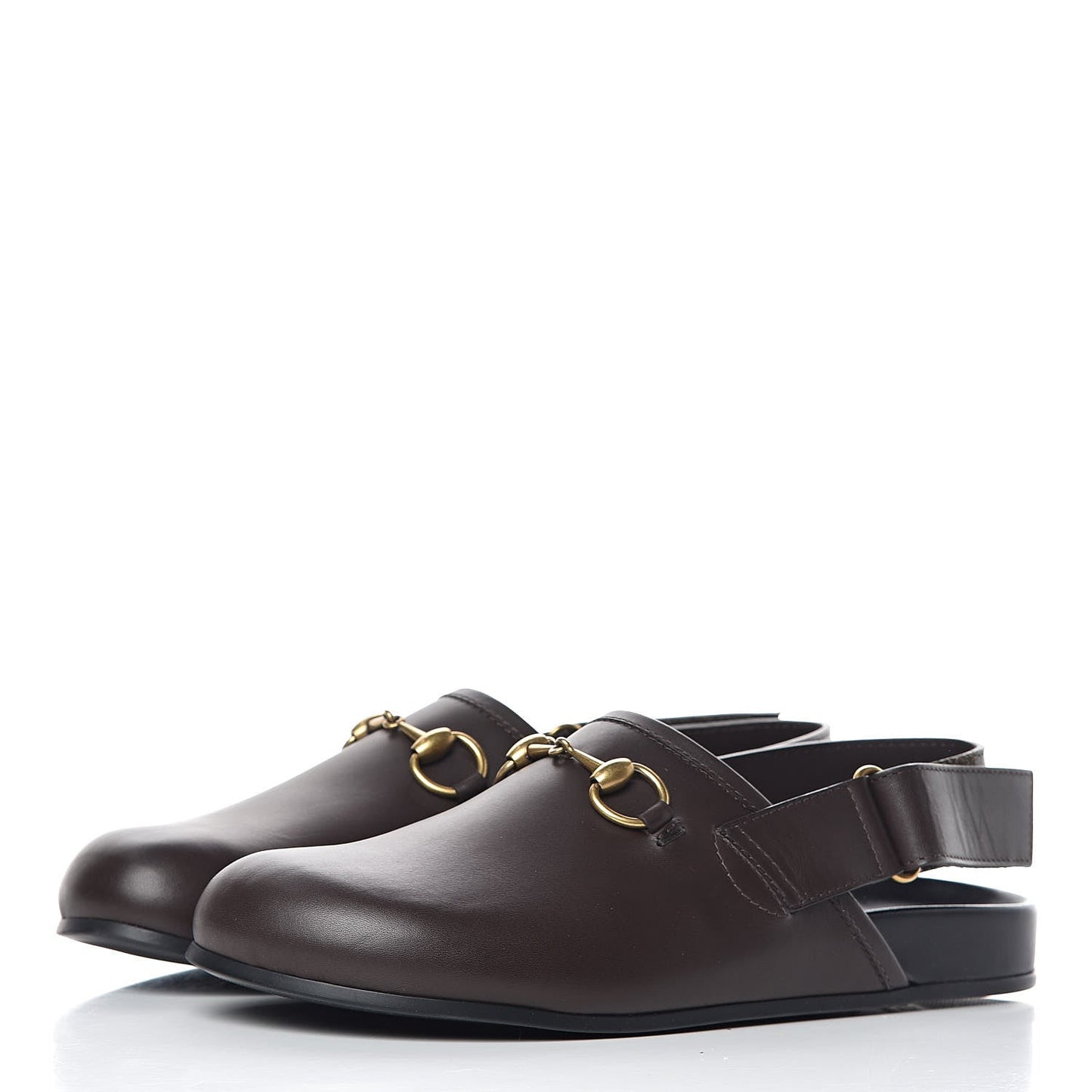 GUCCI MEN'S RIVER LEATHER HORSEBIT SLINGBACK SLIDES