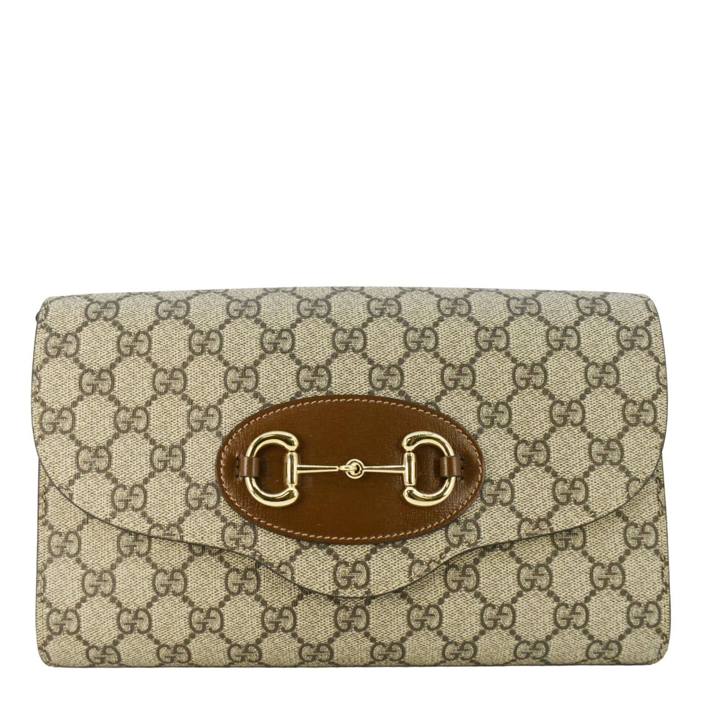 GUCCI Horsebit 1955 Small GG Supreme Canvas Shoulder Bag Beige 677286