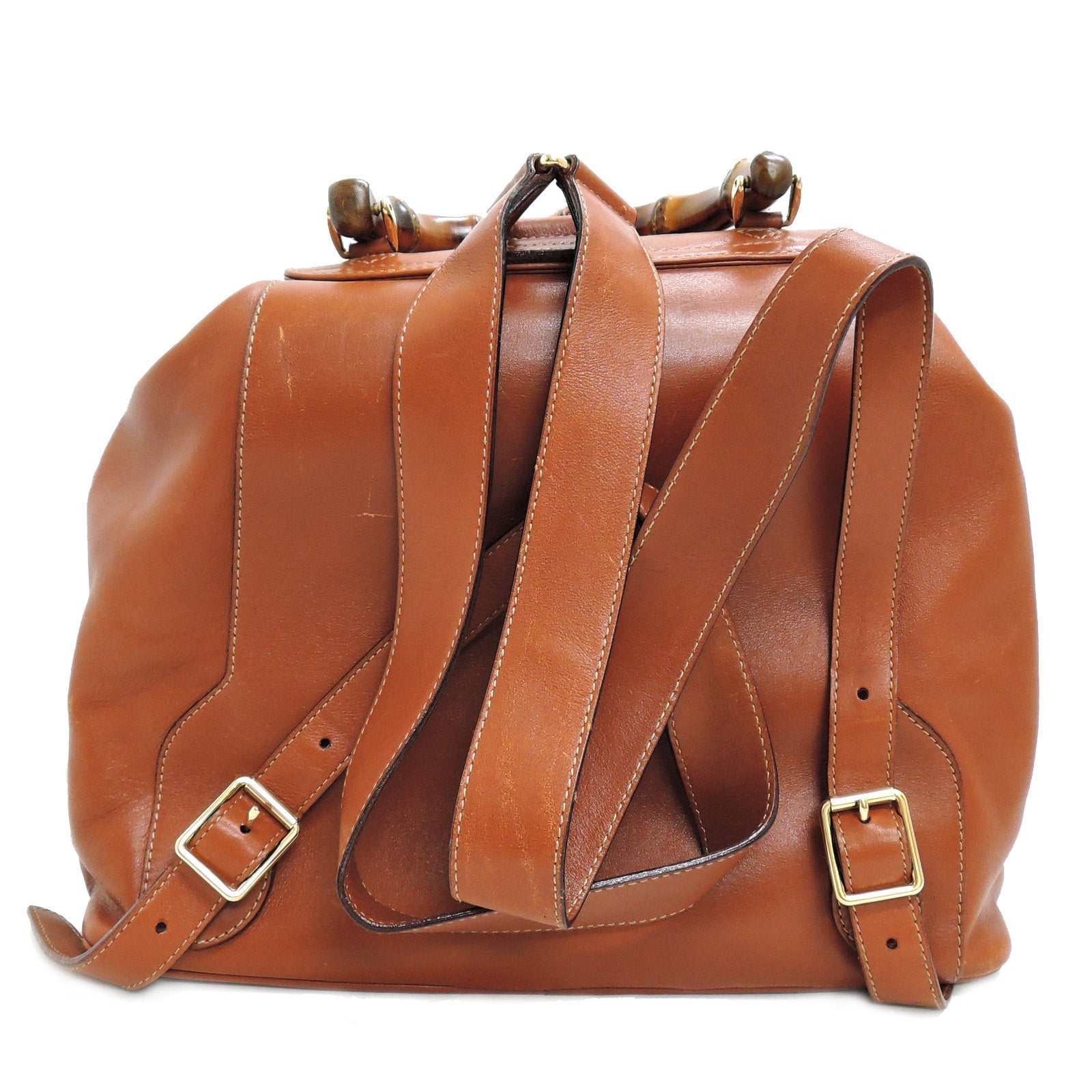 Gucci Bamboo Brown Leather Backpack Style 1