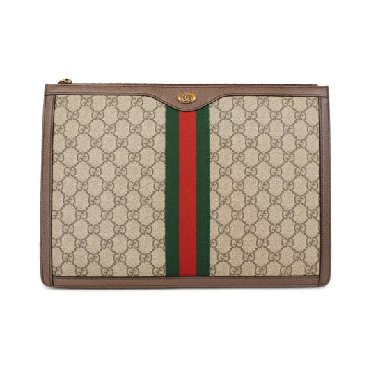 Gucci Monogram Leather Canvas Clutch