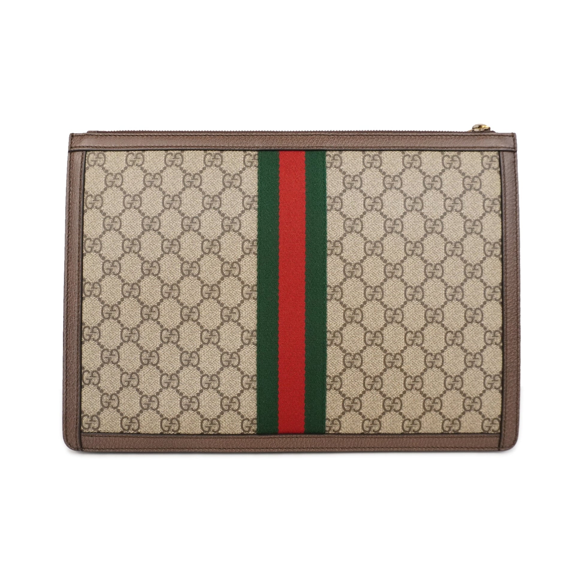 Gucci Monogram Leather Canvas Clutch