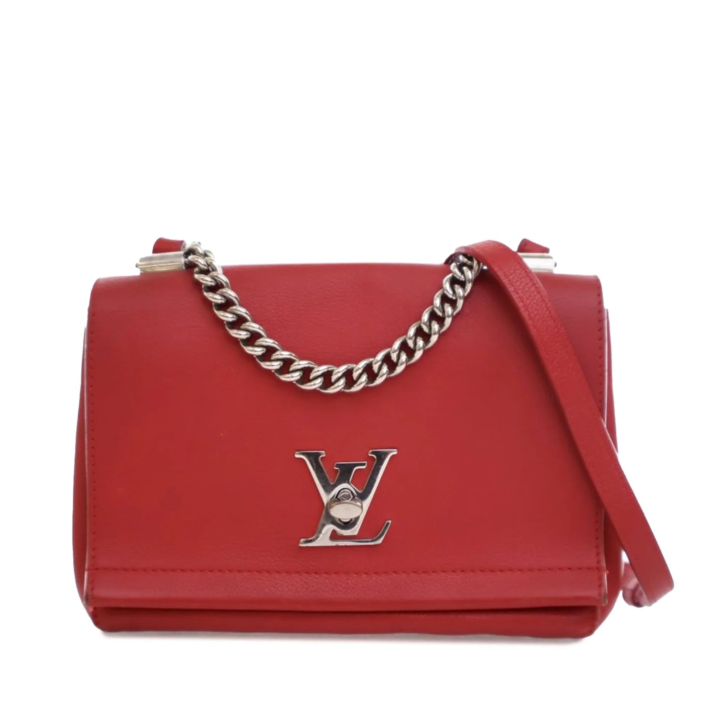 Red Louis Vuitton Leather Lockme II BB Satchel