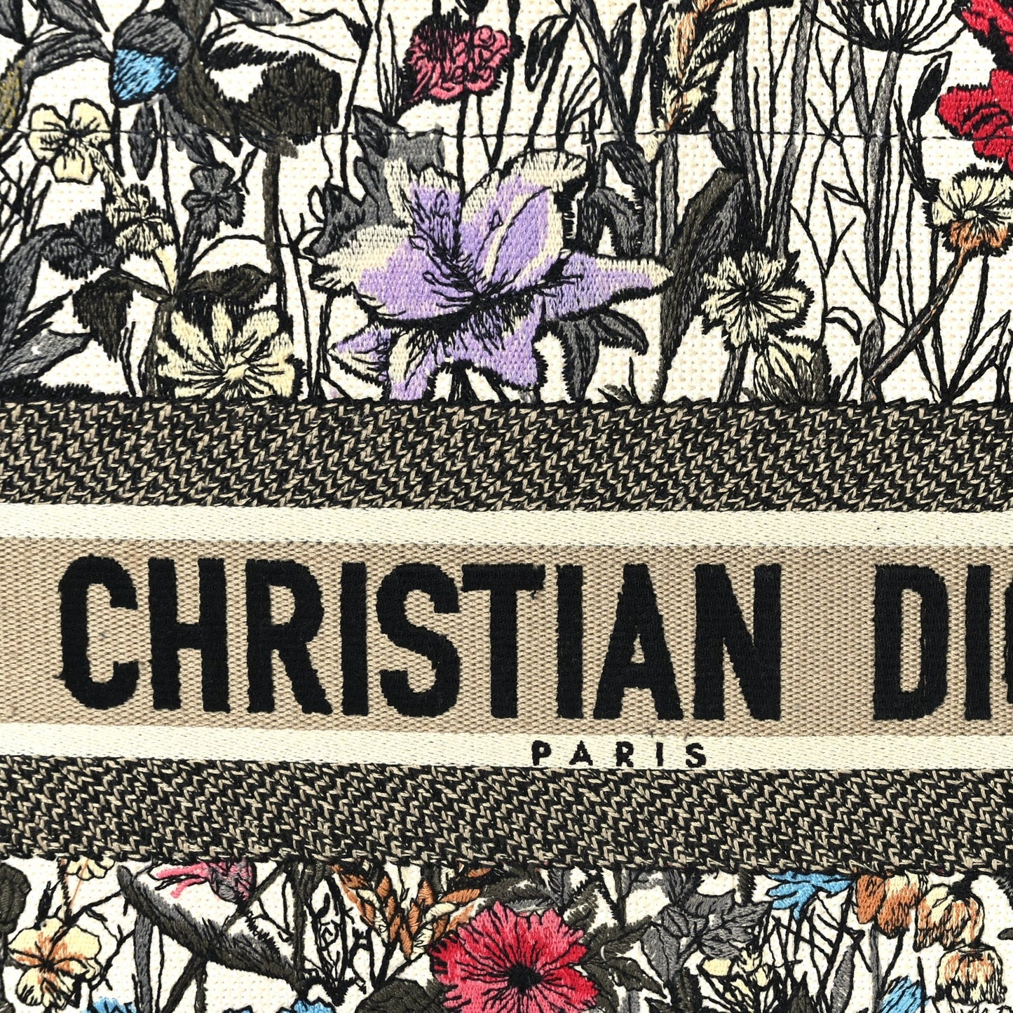 Christian Dior Canvas Embroidered Medium Mille Fleurs Book Tote Multicolor