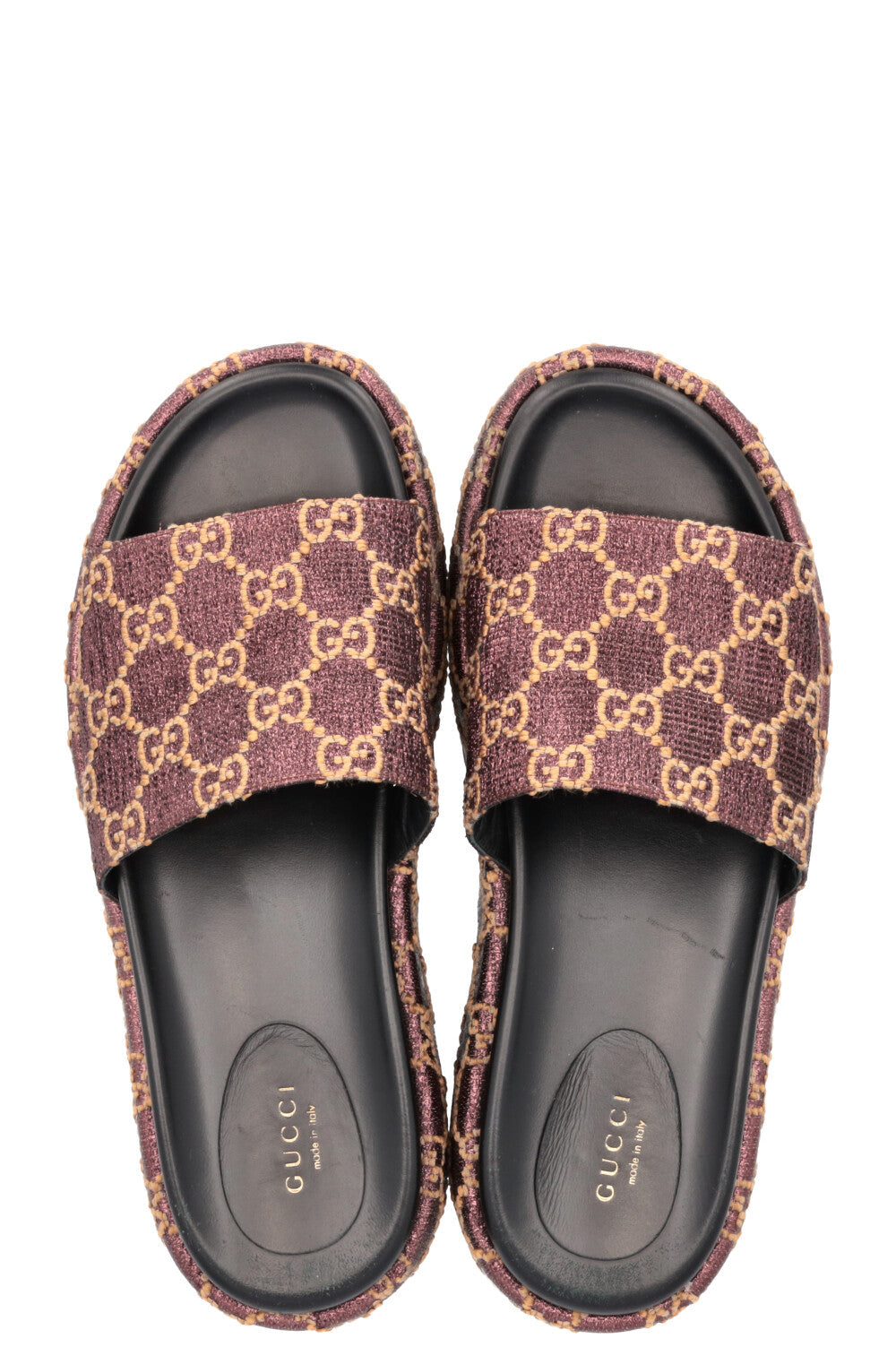 GUCCI GG Platform Slides Lurex Brown