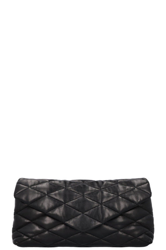 SAINT LAURENT Sade Large Quilted Clutch Black Leather