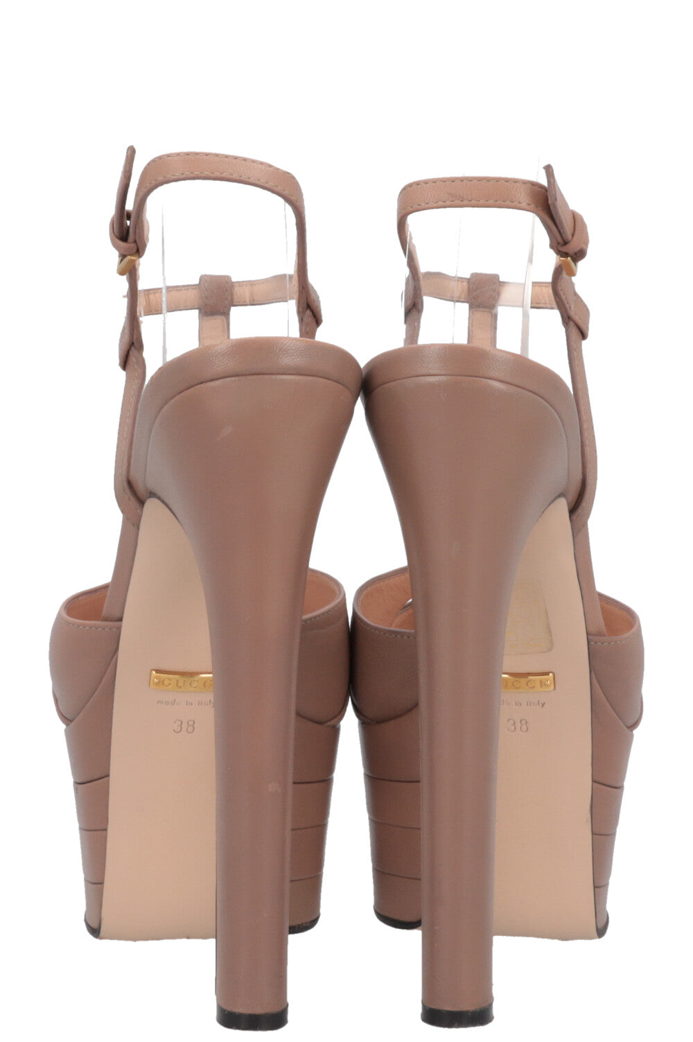 GUCCI Platform Heels Leather Beige