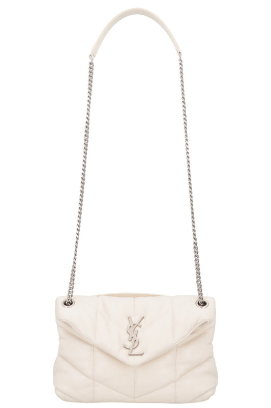 SAINT LAURENT Lou Lou Puffer Crossbody Bag Ivory