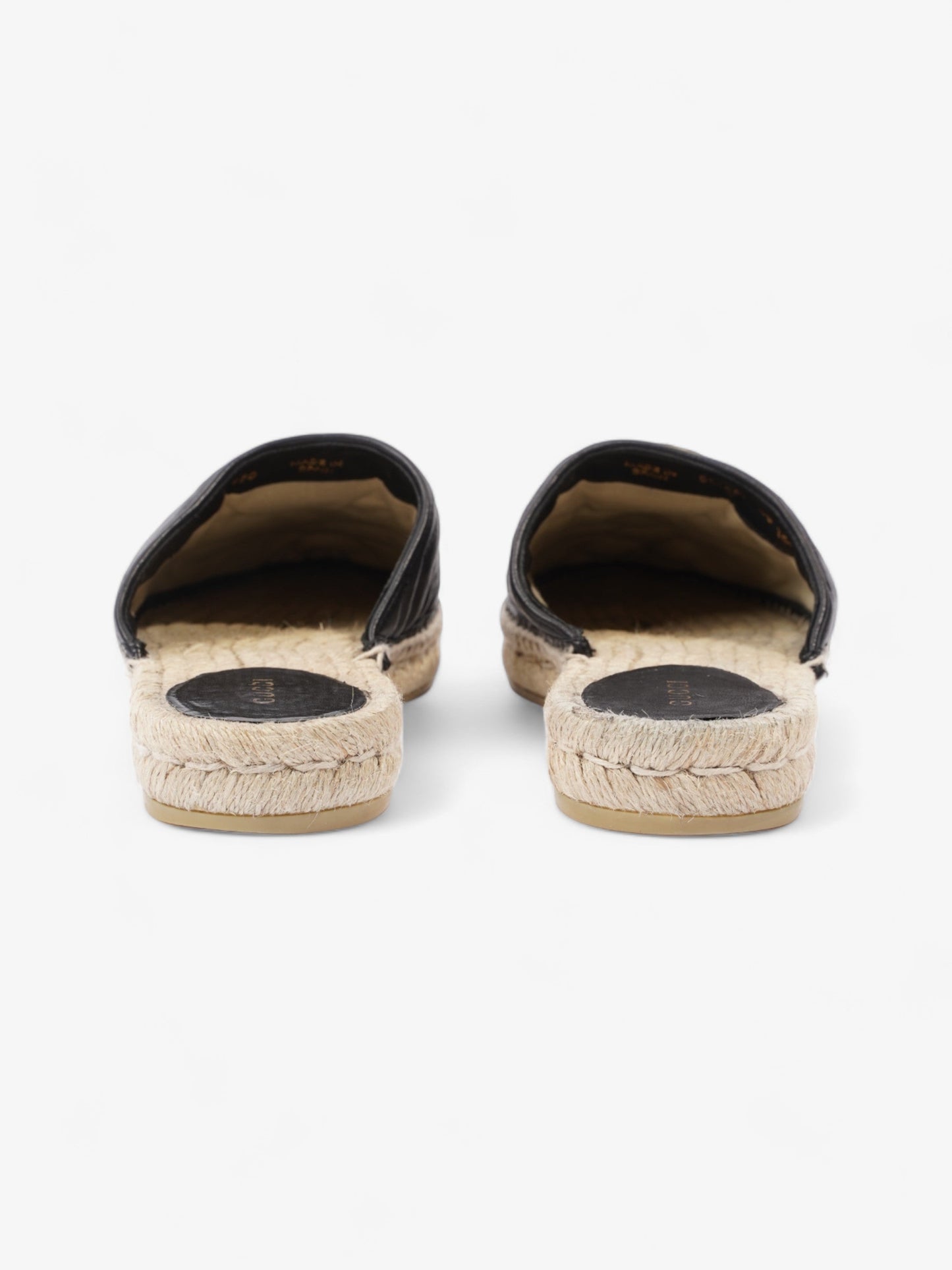 Gucci GG Flat Espadrille Black Leather EU 38 UK 5