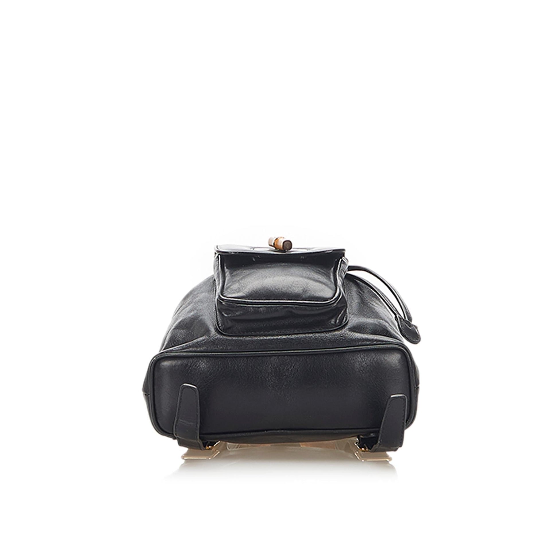 Gucci Bamboo Drawstring Leather Backpack (SHG-22300)