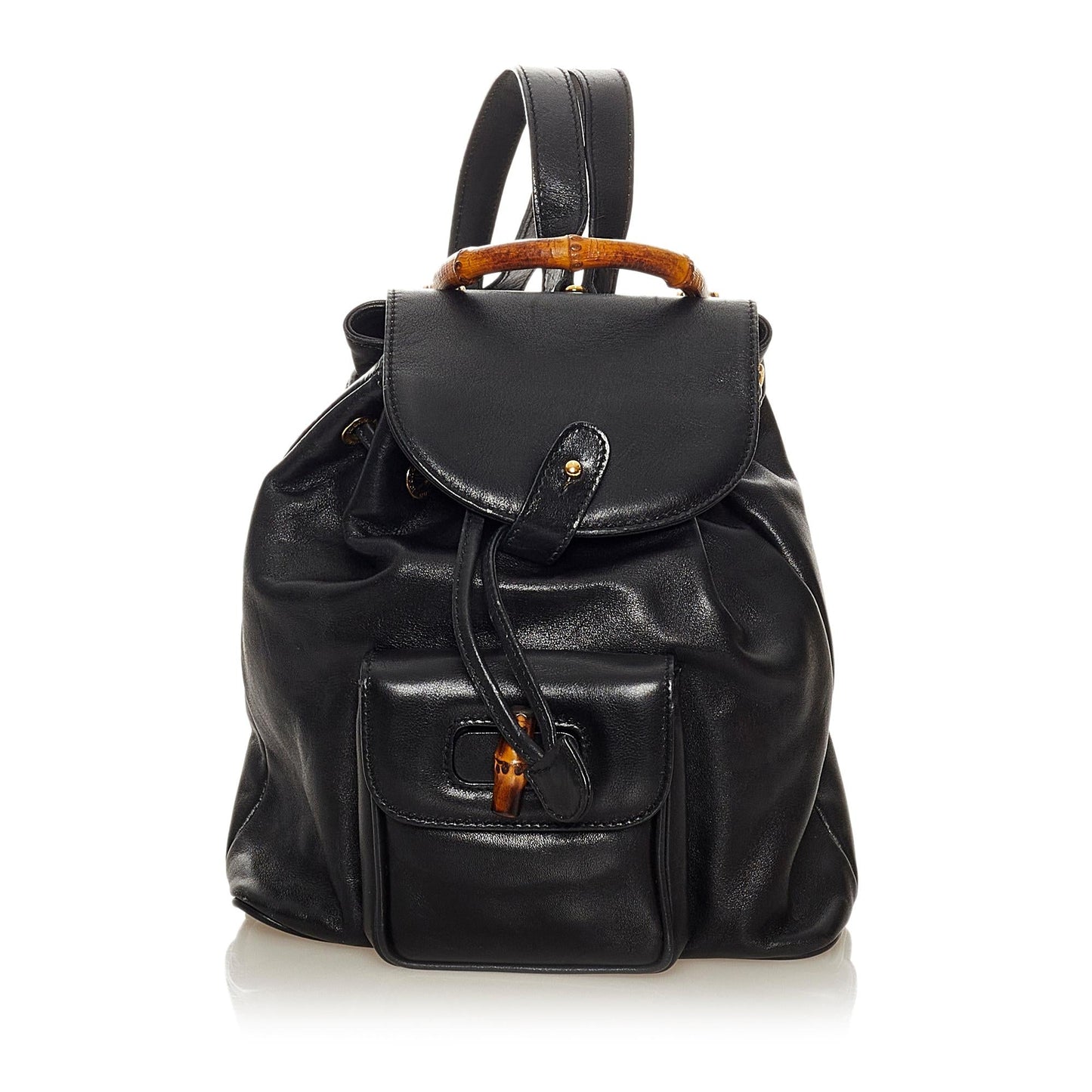 Gucci Bamboo Drawstring Leather Backpack (SHG-33985)